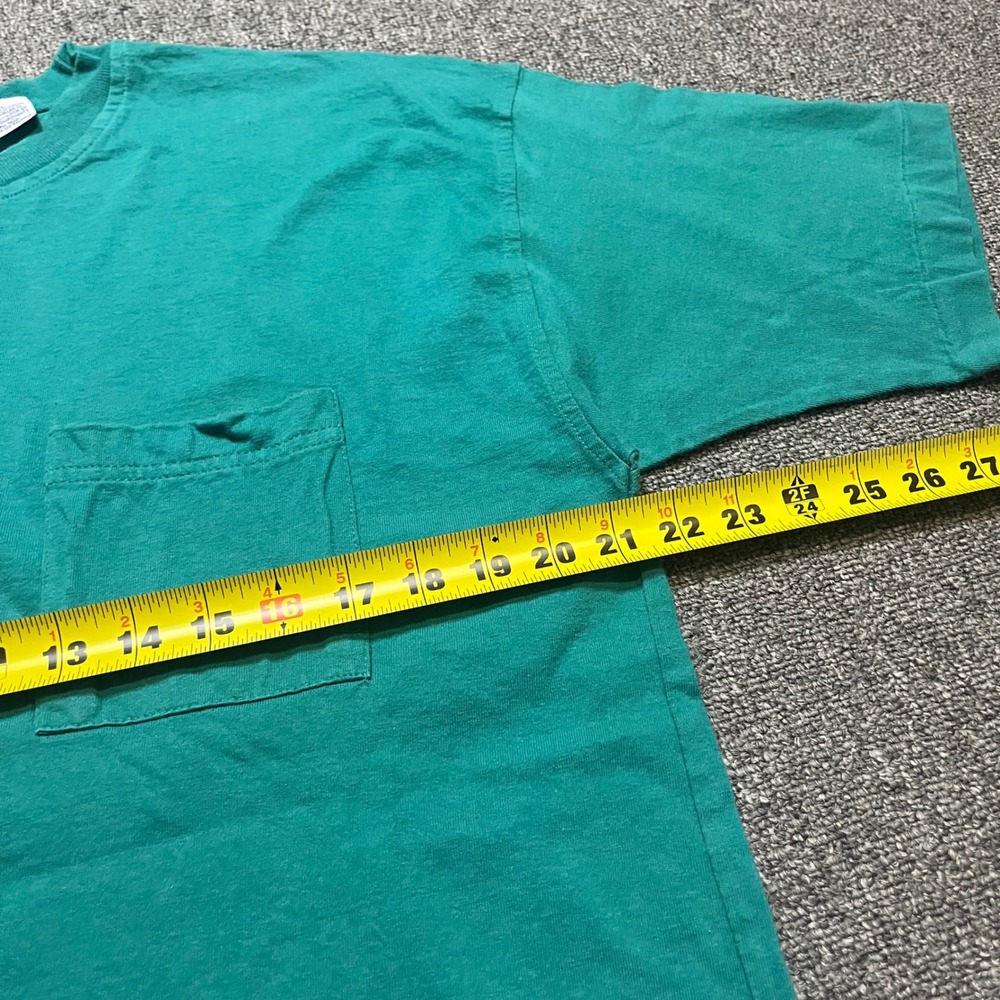 Vintage Basic Gear Pocket T-Shirt‎ XL Teal Cotton Short Sleeve 90s Single Stitch - Picture 4 of 7